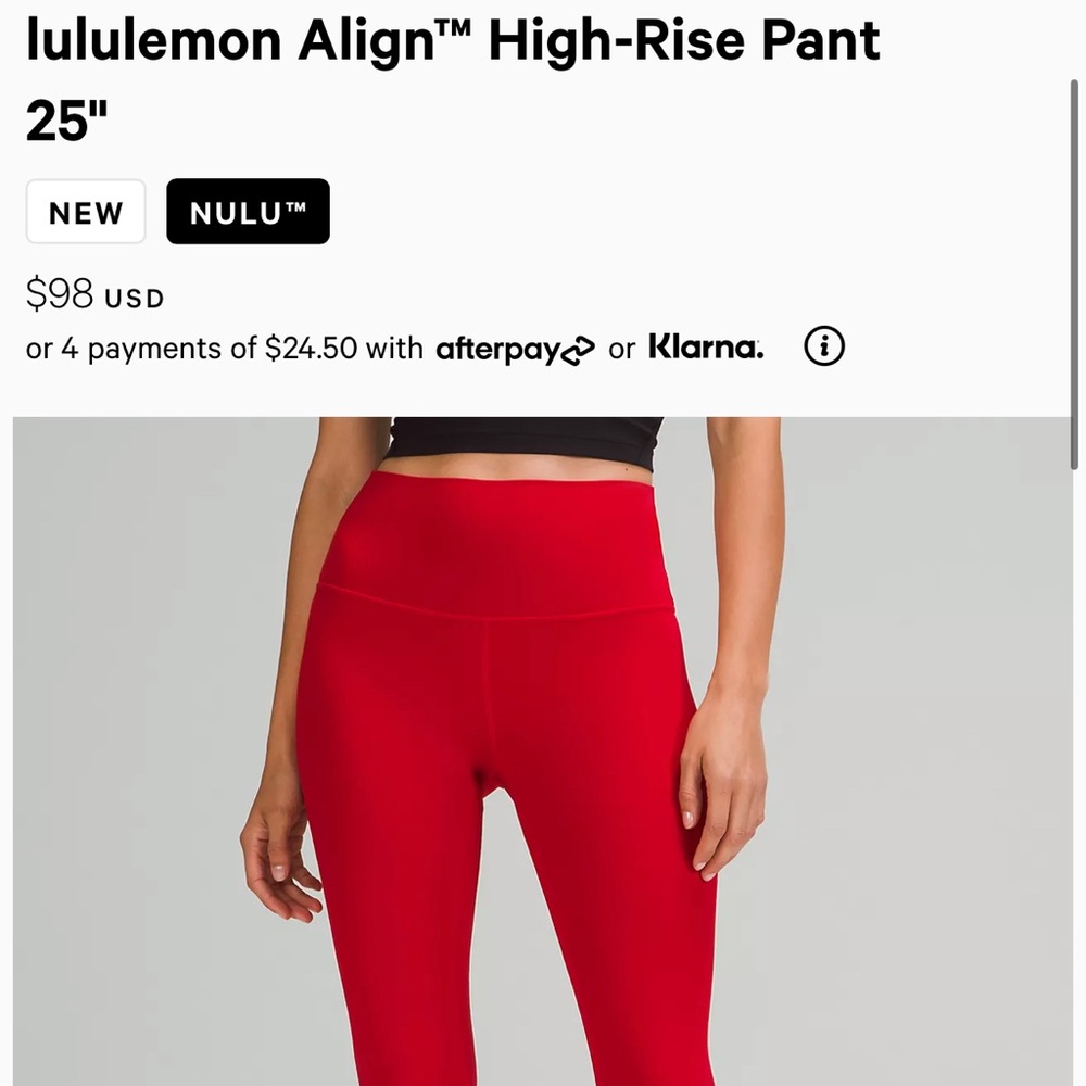 Lululemon Align Pants 25” - Dark Red - Size 20